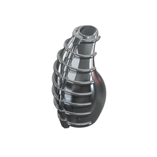 3D render of CHINE VASE, sculptural chrome-coated SLA printed resin vase with ribbed exoskeleton design
