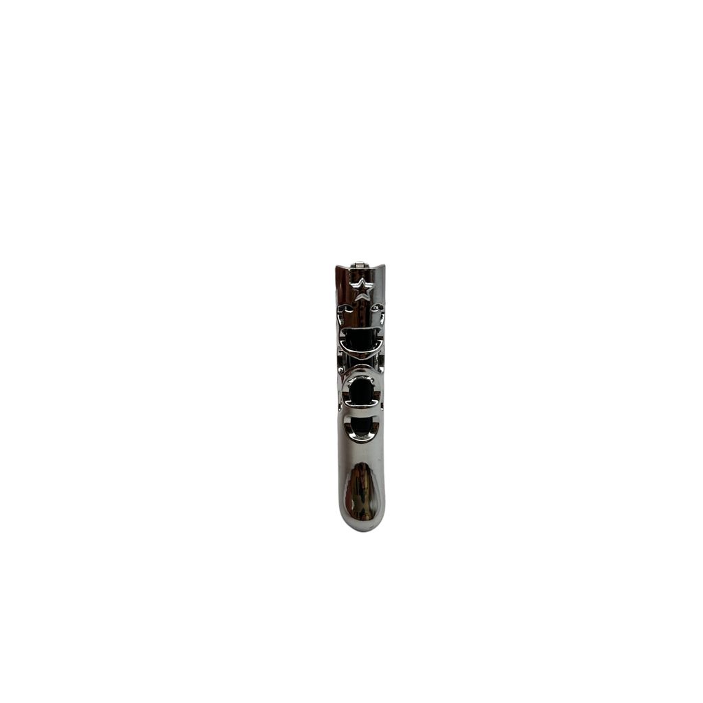 Front profile of LUCKY STAR sculptural chrome coated SLA lighter sleeve for Bic Mini with star pattern