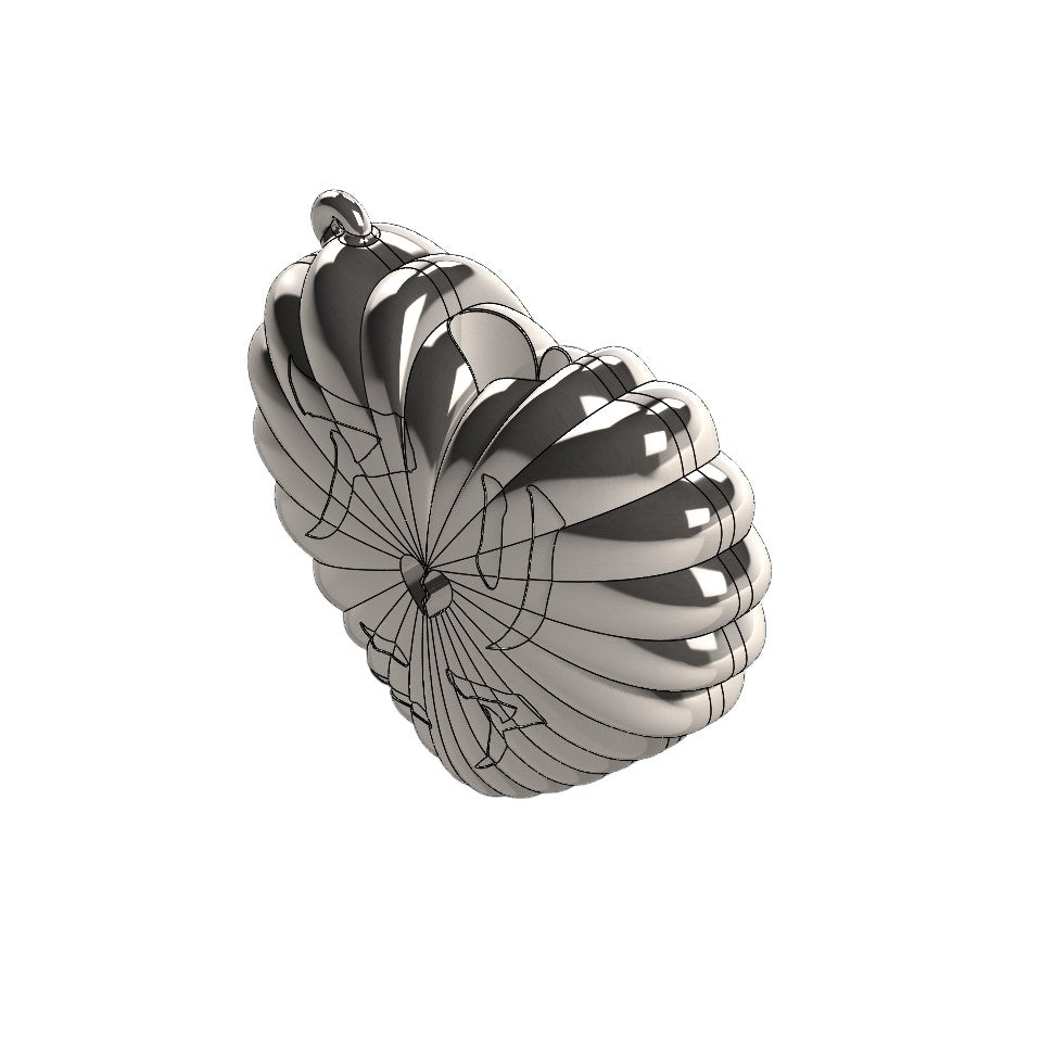 3D render of the HEART ON FIRE chrome-plated lighter case on a white background.